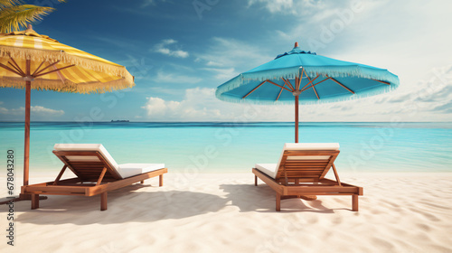 Beach umbrellas and deckchairs