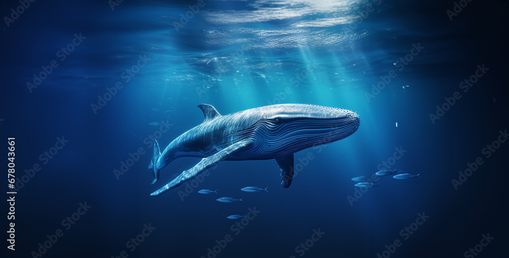 Fototapeta premium an image of a massive blue whale swimming