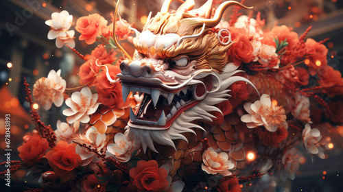 Canvas Print The 3D majestic Chinese dragon totem, Chinese zodiac signs