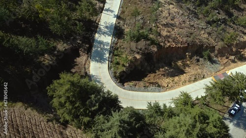 Aerial view in search of a body at a crime scene, supporting local police doing a sweep in a forest outside a town in the State of Mexico. photo