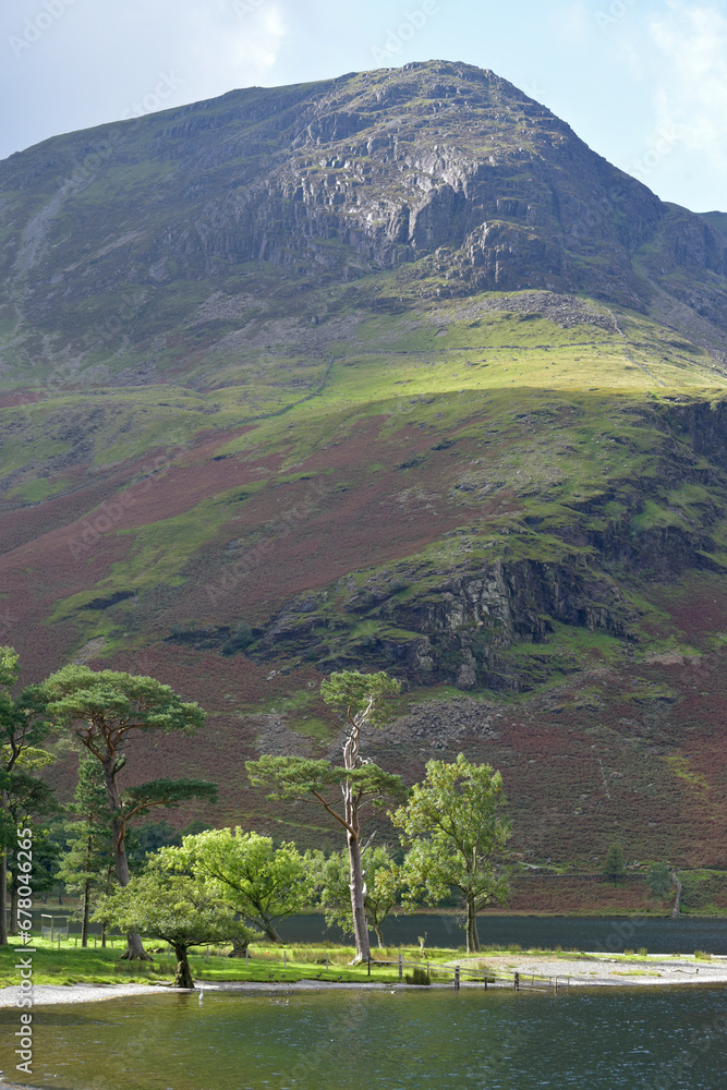 The mountain of High Stile above the lake shores of Buttermere in the Lake District