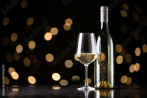 Wallpaper Mural Creative composition of bottle of white wine against blurred background Torontodigital.ca