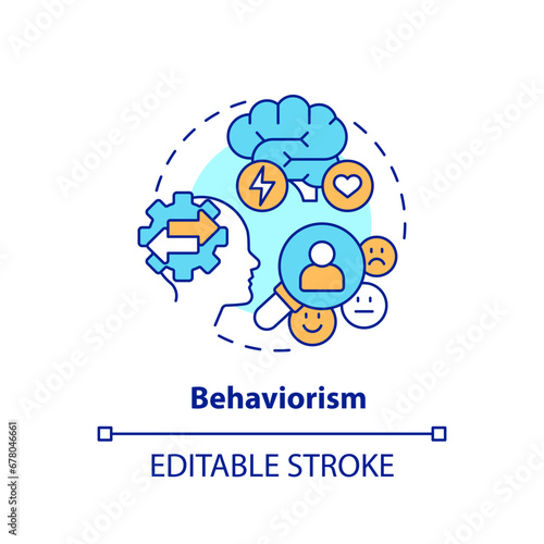 2D editable multicolor behaviorism icon, simple isolated vector, learning theories thin line illustration.