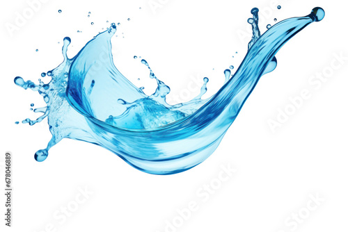 Blue water swirl splash with little bubbles isolated on transparent background.