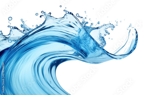 Blue water swirl splash with little bubbles isolated on transparent background.