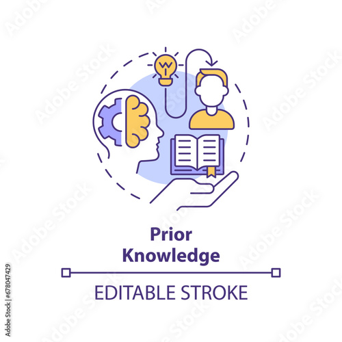 Fototapeta 2D editable multicolor prior knowledge icon, simple isolated vector, learning theories thin line illustration