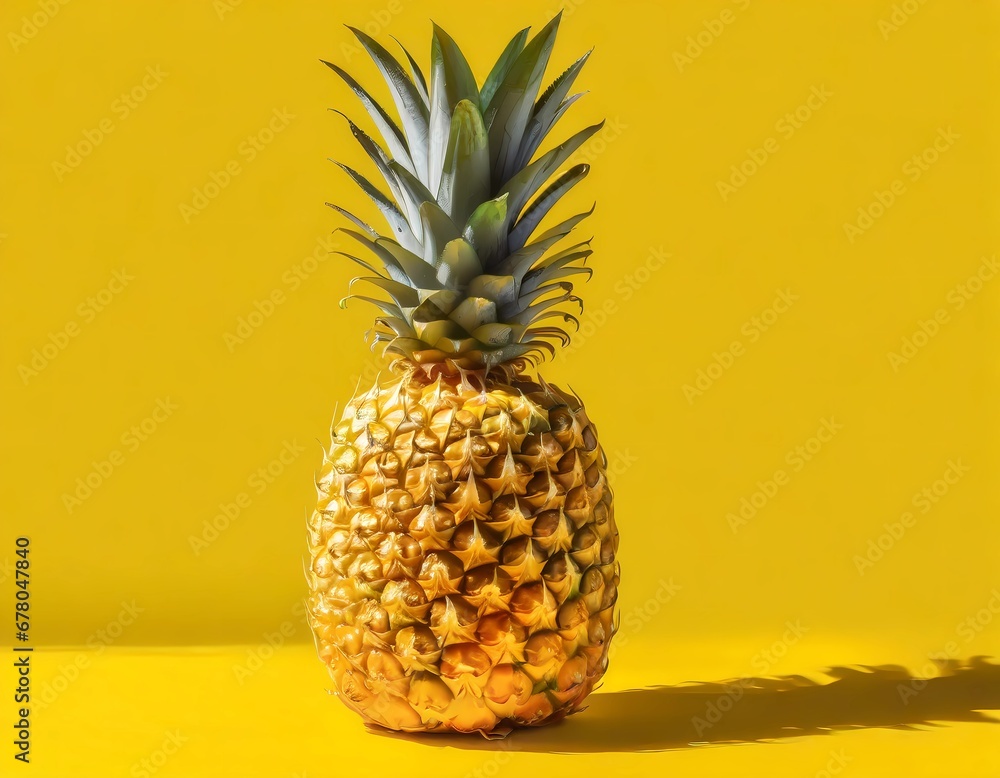pineapple on yellow background pineapple on yellow background