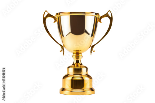 Champion trophy, shiny golden cup isolated on transparent background.