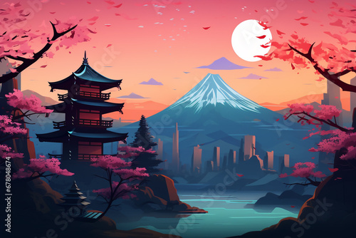 Captivating Illustration of a Journey to Japan Blending Tradition and Modernity.