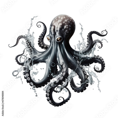 Octopus Tentacles Reaching Out of the Water Isolated on Transparent or White Background  PNG