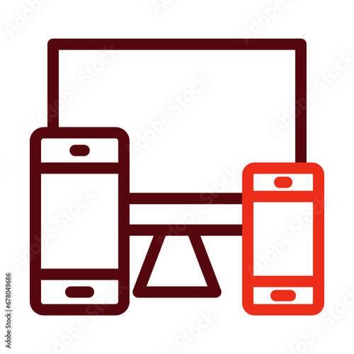 Responsive Thick Line Two Colors Icon Design
