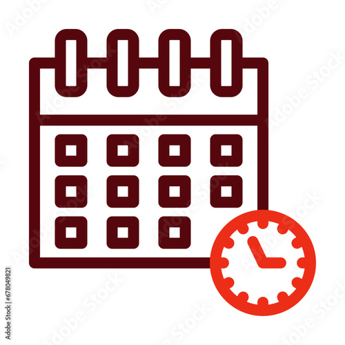 Deadline Thick Line Two Colors Icon Design