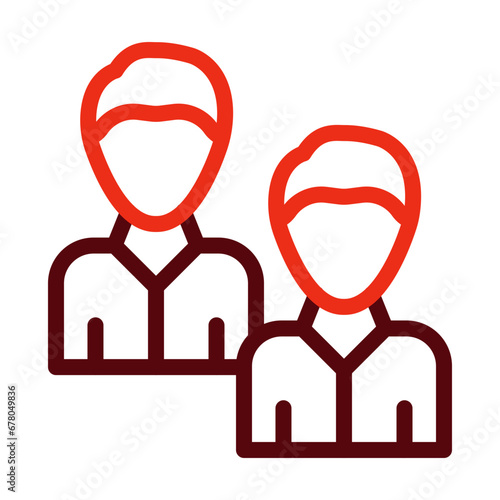Coworker Thick Line Two Colors Icon Design