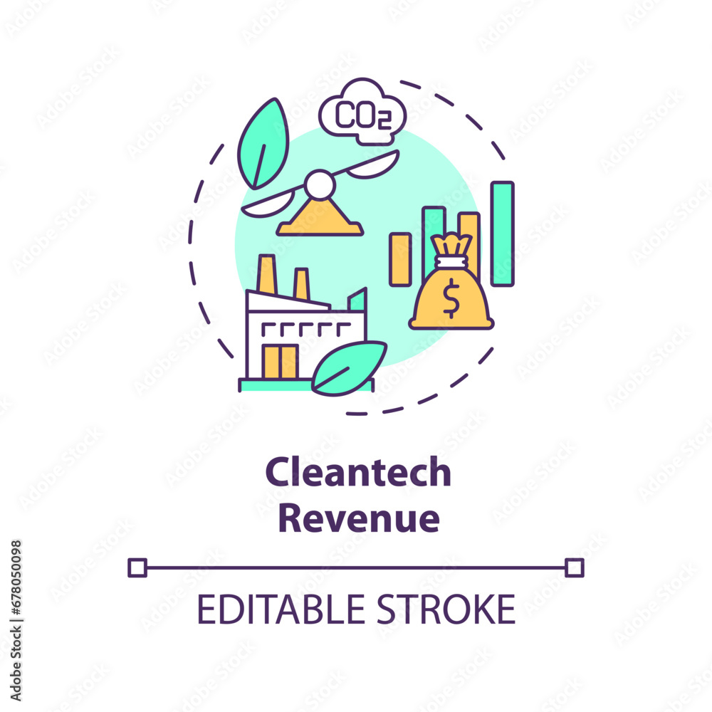 2D editable multicolor cleantech revenue icon, simple isolated vector, climate metrics thin line illustration.