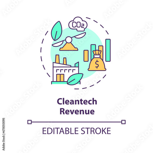 2D editable multicolor cleantech revenue icon  simple isolated vector  climate metrics thin line illustration.