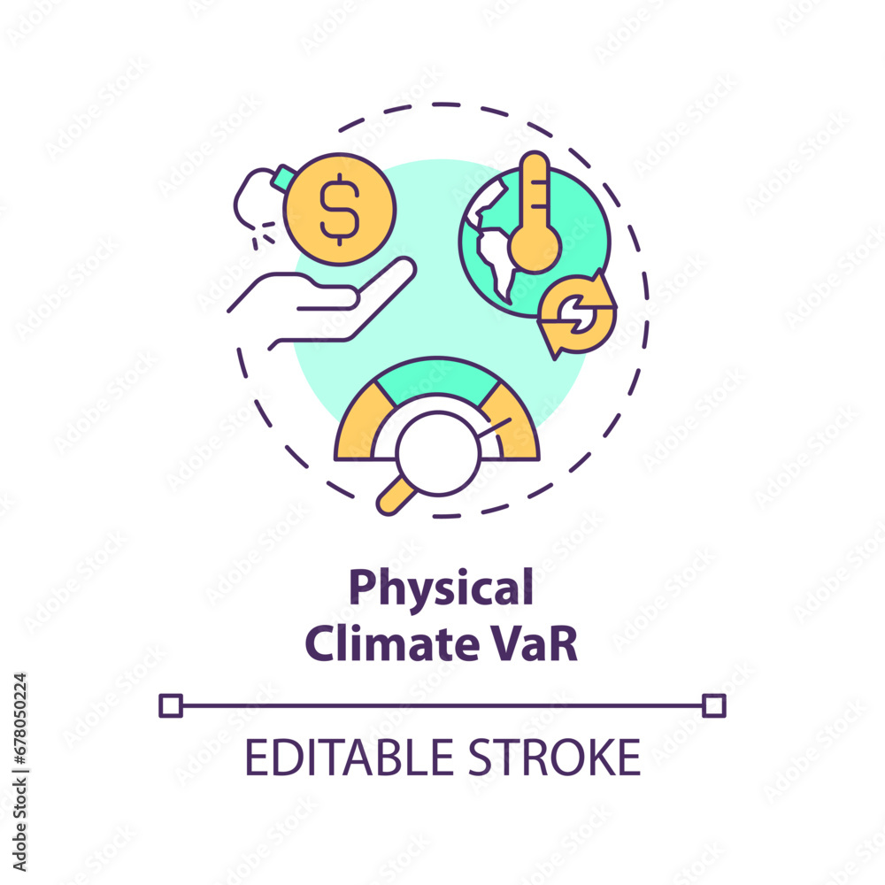 2D editable multicolor physical climate VaR icon, simple isolated vector, climate metrics thin line illustration.
