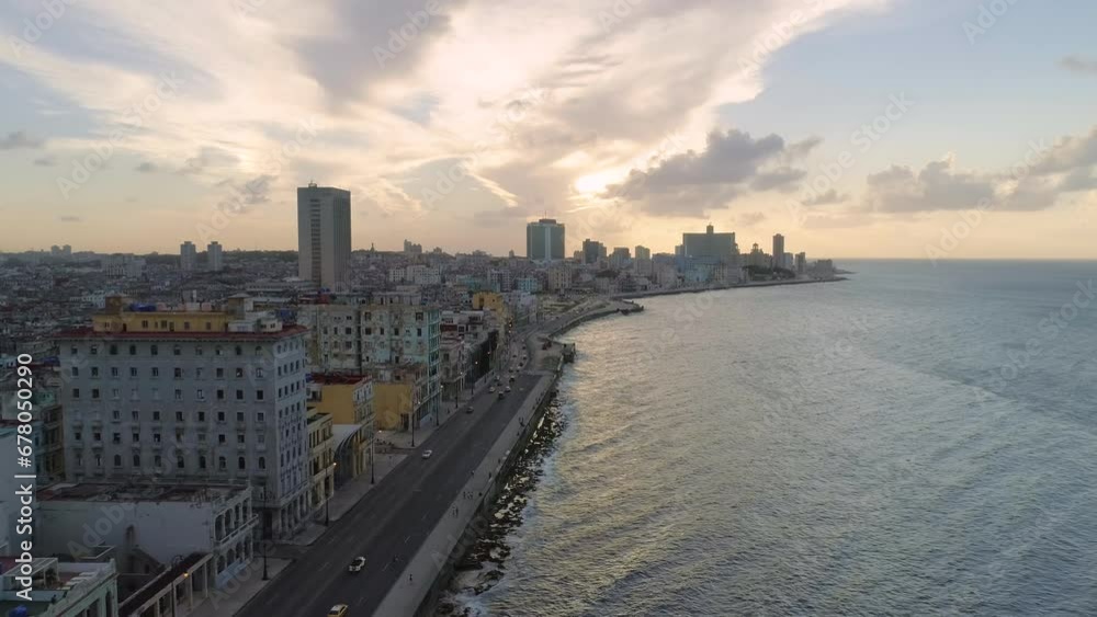 Aerial Views of Malecon Avenue in La Habana, Cuba Aerial Views of Malecon Avenue in La Habana, Cuba