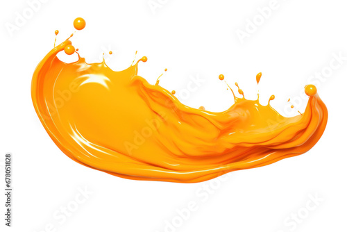 Orange color paint splash isolated on transparent background.