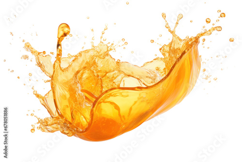 Orange juice splash isolated on transparent background.