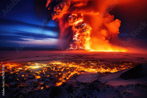 Iceland, town of Grindavik volcanic eruption
