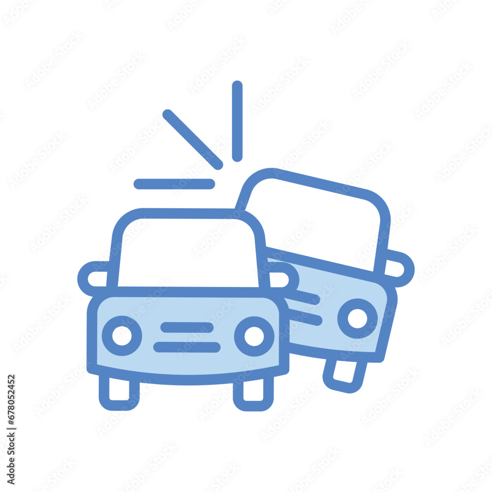 Car Crash icon isolate white background vector stock illustration.