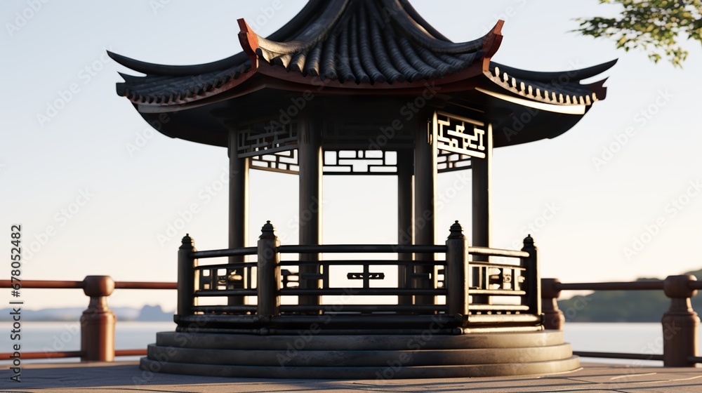 Obraz premium Architectural Bliss: Gazebo Haven AI Generative