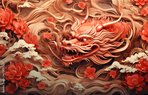 The 3D majestic Chinese dragon totem, Chinese zodiac signs