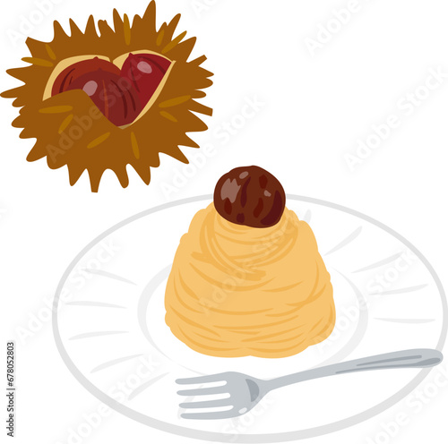 皿に盛ったモンブラン