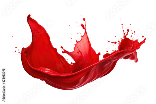 Red color paint splash isolated on transparent background. photo