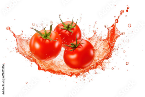 tomato juice splash isolated on transparent background.