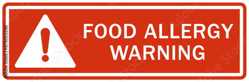 Food allergy warning sign and labels photo