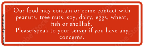 Food allergy warning sign and labels
