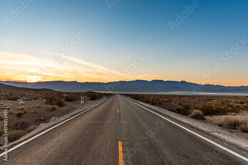Sunset in the death valley highway