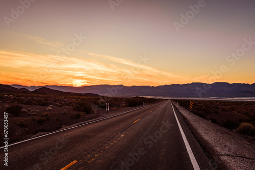 Sunset on the death valley highway