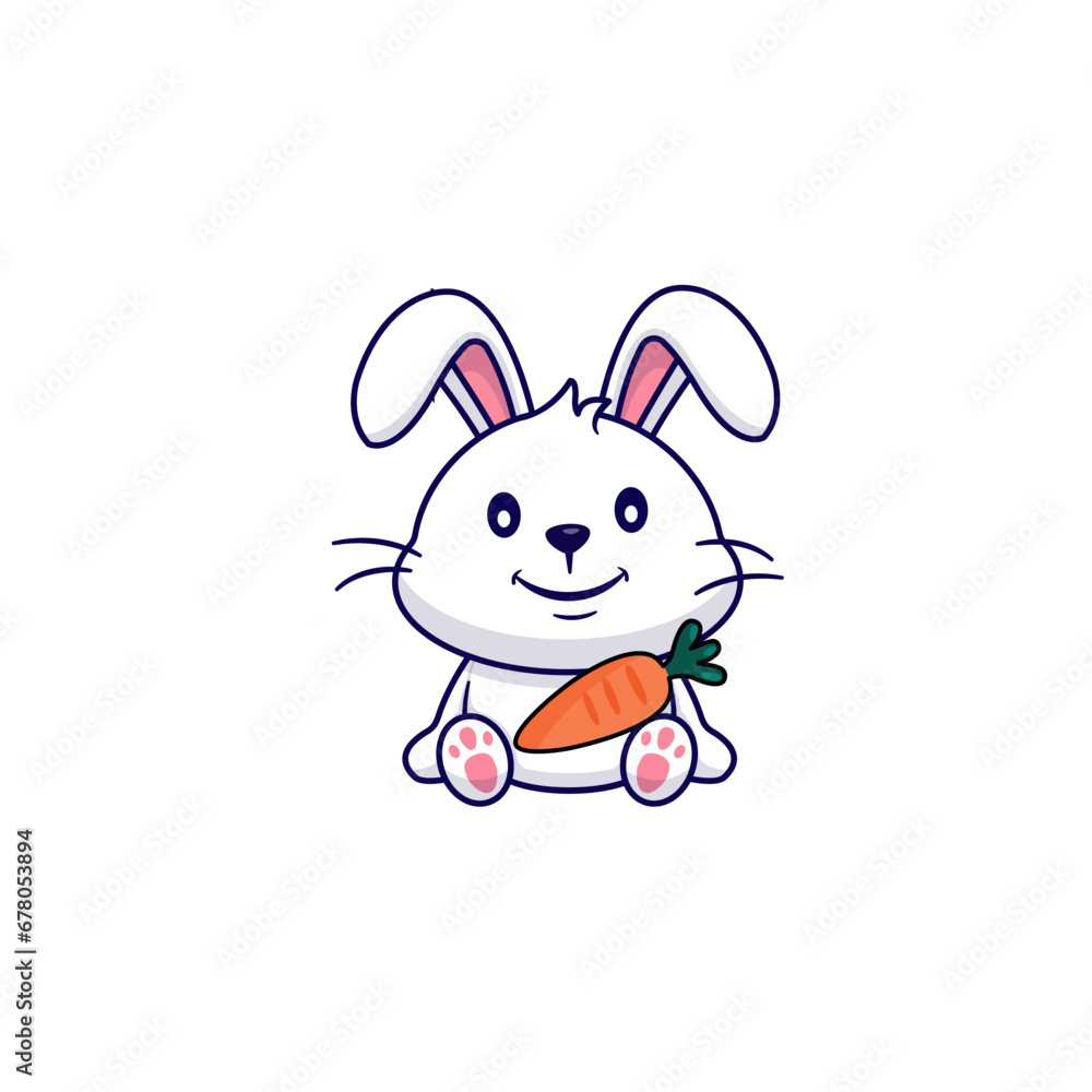 cute vector rabbit with carrot drawing cute vector rabbit with carrot drawing