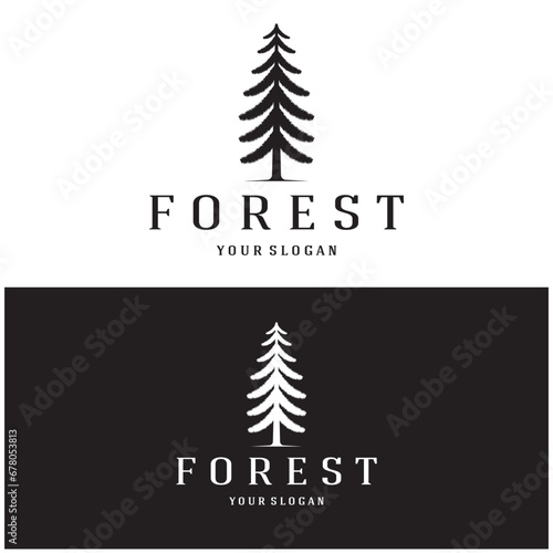 simple pine or fir tree logo,evergreen.for pine forest,adventurers,camping,nature,badges and business.vector