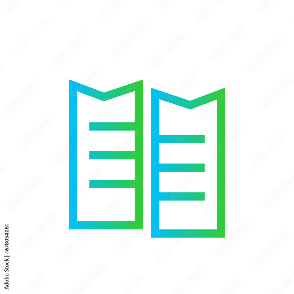 Split bill finance icon with blue and green gradient outline style. bill, money, split, finance, cash, payment, pay. Vector Illustration Split bill finance icon with blue and green gradient outline style. bill, money, split, finance, cash, payment, pay. Vector Illustration