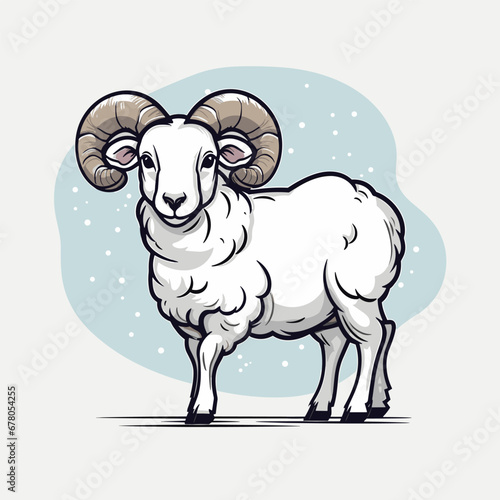 Ram hand-drawn illustration. Ram. Vector doodle style cartoon illustration