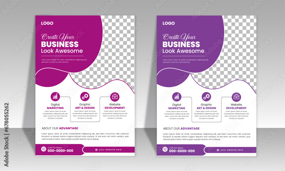 Fototapeta premium Creative Modern Corporate Business Flyer Design Template, Unique layout & Minimal Design .