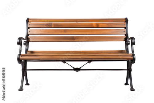 Wooden park bench isolated on transparent background. photo