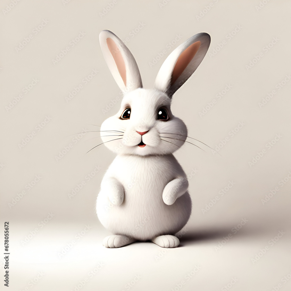Whimsical, comical rabbit brings laughter, antics showcased against clean, amusing white background in AI-generated photos. Whimsical, comical rabbit brings laughter, antics showcased against clean, amusing white background in AI-generated photos.