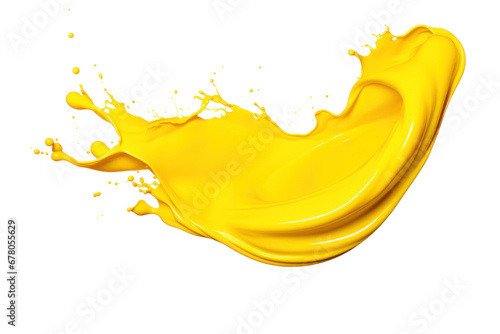 yellow color paint splash isolated on transparent background.