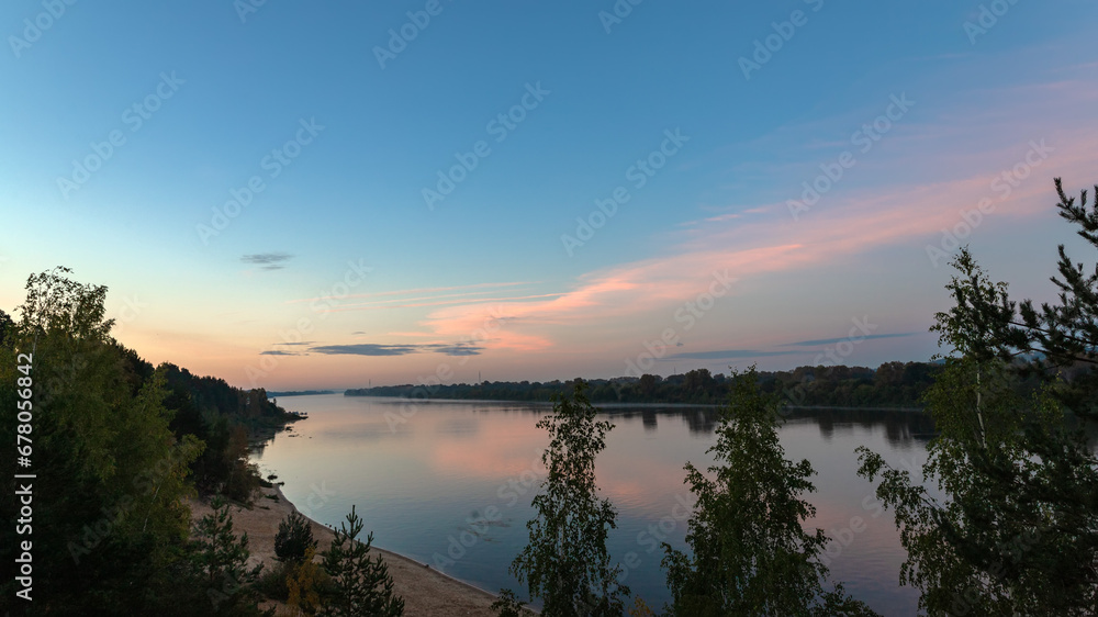 Beautiful view of the Volga River on a summer morning