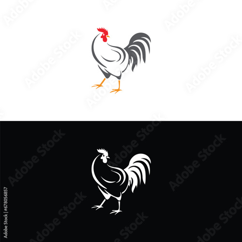 Vector of chicken design on white background. Hen. Farm Animals.chicken logo rooster and hen logo for poultry farming animal logo vector illustration design,Amazing rooster logo design vector