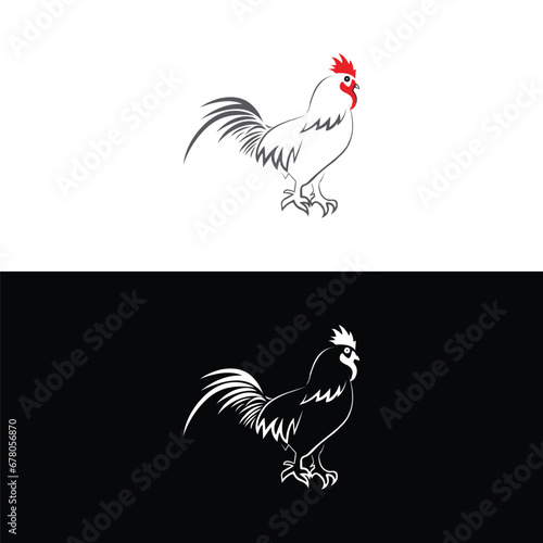 Vector of chicken design on white background. Hen. Farm Animals.chicken logo rooster and hen logo for poultry farming animal logo vector illustration design,Amazing rooster logo design vector