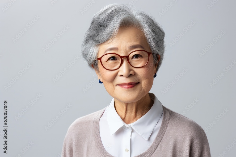 A portrait of a happy old asian woman