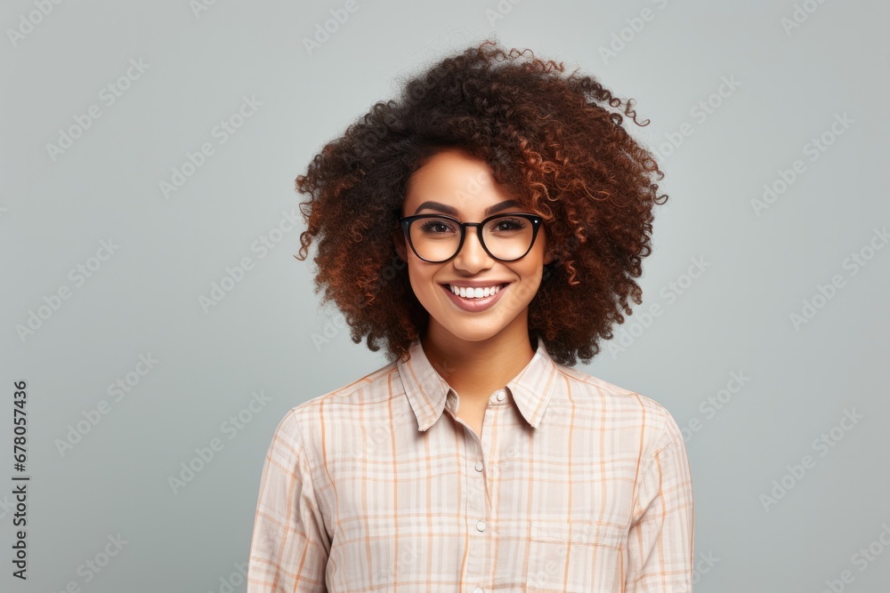 Portrait of a cheerful young black woman with curly hair Portrait of a cheerful young black woman with curly hair