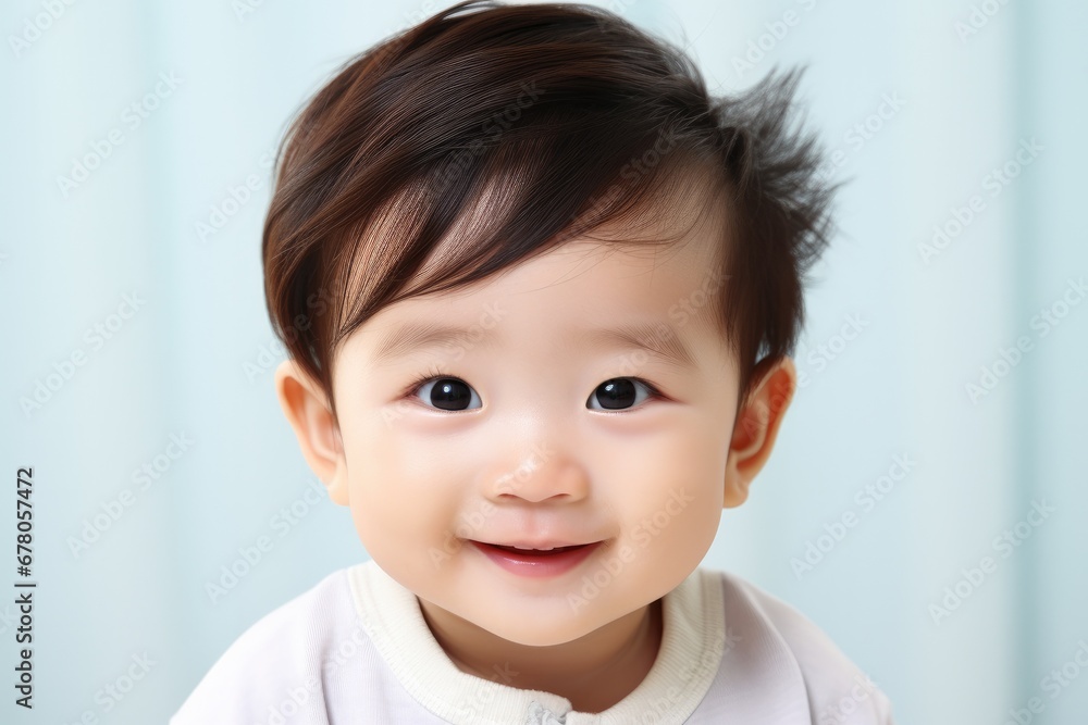 Adorable Asian toddler with a bright smile,