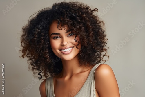 Portrait of a cheerful young black woman with curly hair © Leli