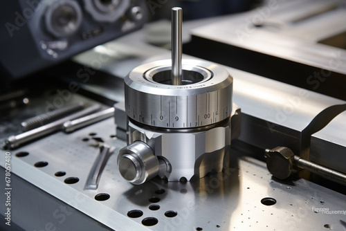 Measurement and control of the dimensions of a metal engine block part using a probe stylus ball tip of multi-axis coordinate measuring machine, aesthetic look